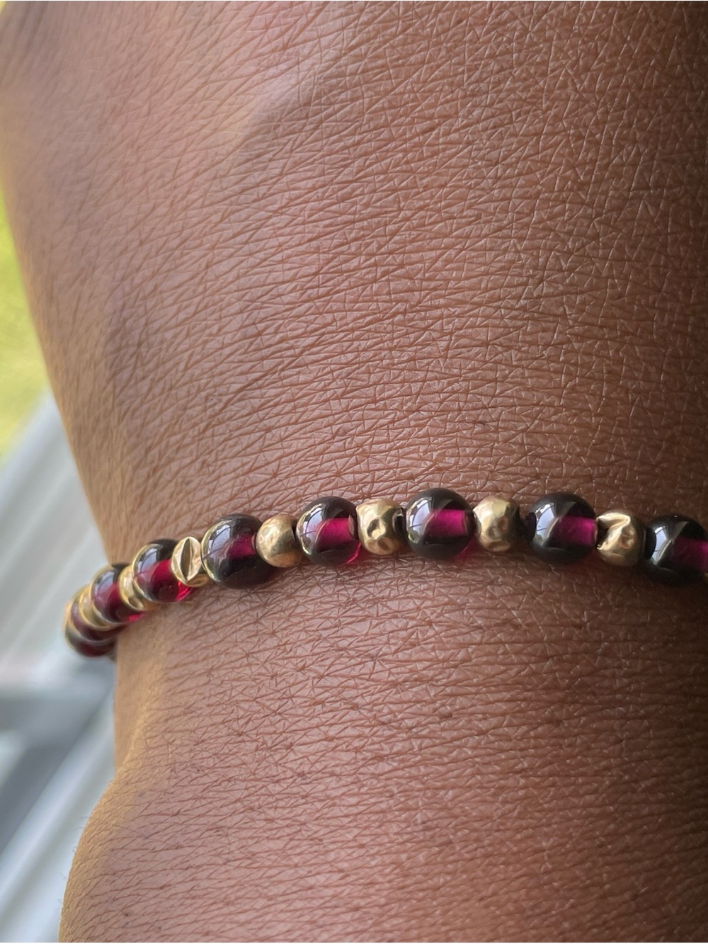 Real! 14kt Gold & Garnet Bead Bracelet ( READ)
